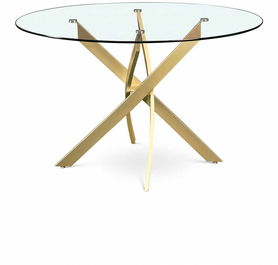 Xander 48" Glass Top And Iron Base Round Dining Table