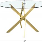 Xander 48" Glass Top And Iron Base Round Dining Table