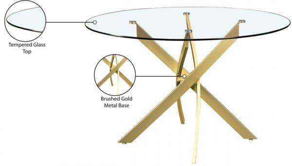 Xander 48" Glass Top And Iron Base Round Dining Table