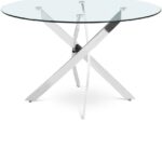 Xander 48" Glass Top And Iron Base Round Dining Table