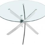 Xander 48" Glass Top And Iron Base Round Dining Table