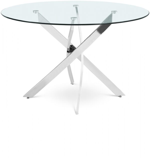 Xander 48" Glass Top And Iron Base Round Dining Table
