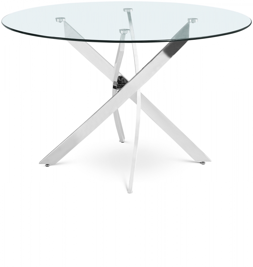 Xander 48" Glass Top And Iron Base Round Dining Table