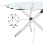 Xander 48" Glass Top And Iron Base Round Dining Table