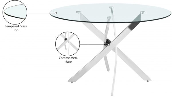 Xander 48" Glass Top And Iron Base Round Dining Table
