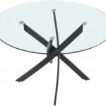 Xander 48" Glass Top And Iron Base Round Dining Table