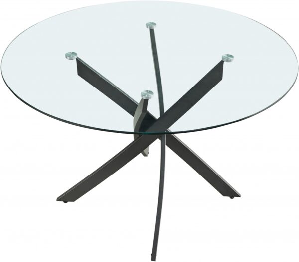 Xander 48" Glass Top And Iron Base Round Dining Table