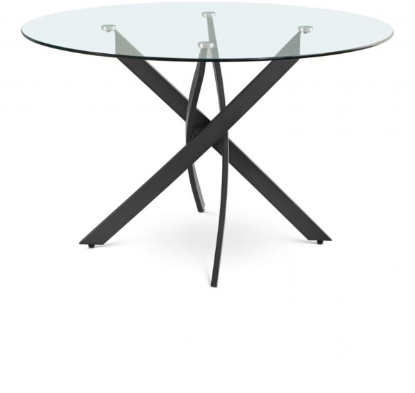Xander 48" Glass Top And Iron Base Round Dining Table