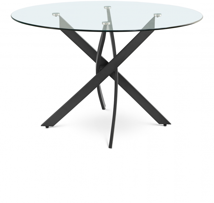 Xander 48" Glass Top And Iron Base Round Dining Table