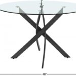 Xander 48" Glass Top And Iron Base Round Dining Table