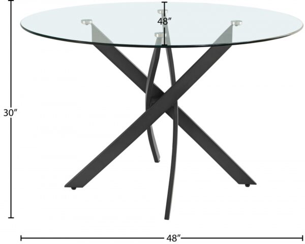 Xander 48" Glass Top And Iron Base Round Dining Table