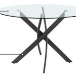 Xander 48" Glass Top And Iron Base Round Dining Table