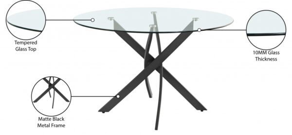 Xander 48" Glass Top And Iron Base Round Dining Table