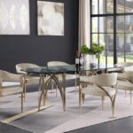 Madelyn 90.5" Glass Top And Metal Base Dining Table