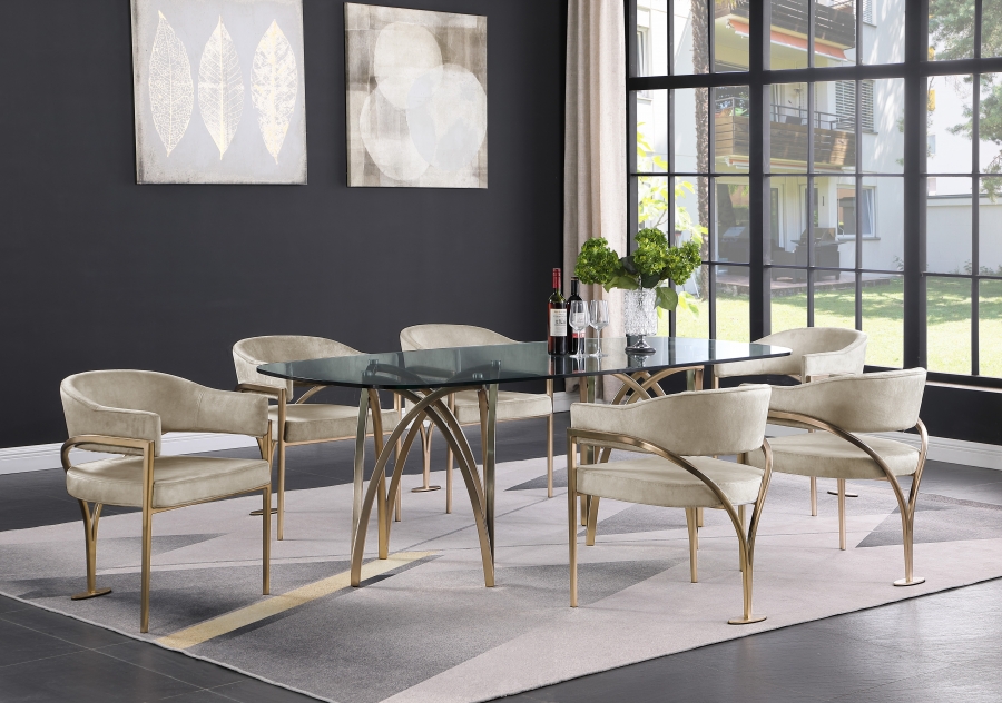 Madelyn 90.5" Glass Top And Metal Base Dining Table
