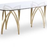 Madelyn 90.5" Glass Top And Metal Base Dining Table