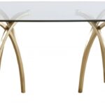 Madelyn 90.5" Glass Top And Metal Base Dining Table