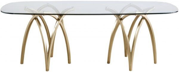 Madelyn 90.5" Glass Top And Metal Base Dining Table