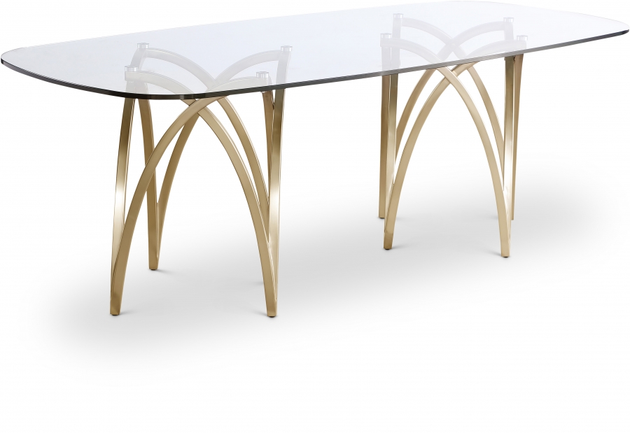 Madelyn 90.5" Glass Top And Metal Base Dining Table