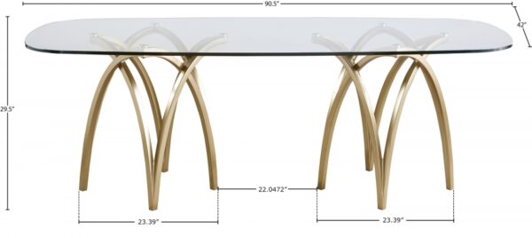Madelyn 90.5" Glass Top And Metal Base Dining Table