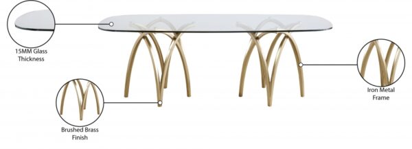Madelyn 90.5" Glass Top And Metal Base Dining Table
