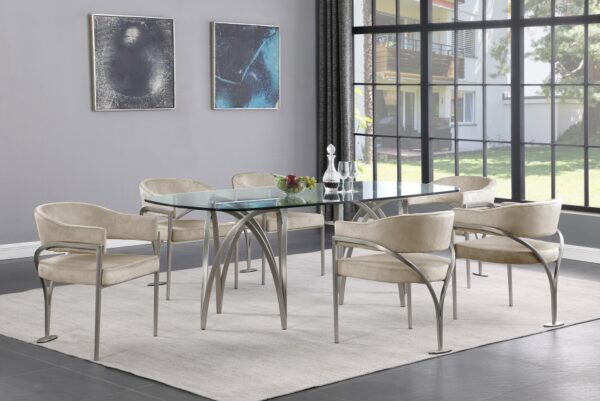 Madelyn 90.5" Glass Top And Metal Base Dining Table