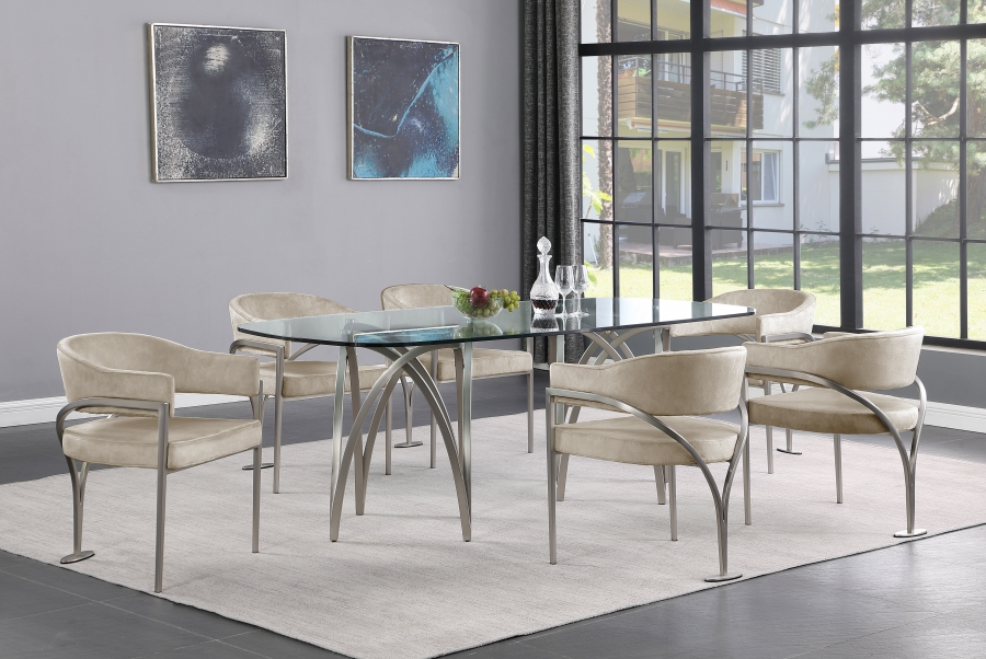 Madelyn 90.5" Glass Top And Metal Base Dining Table