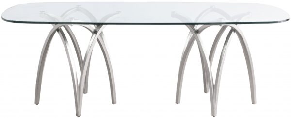 Madelyn 90.5" Glass Top And Metal Base Dining Table