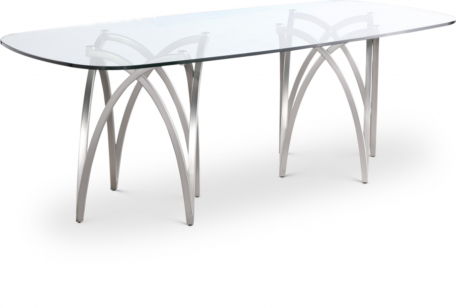 Madelyn 90.5" Glass Top And Metal Base Dining Table