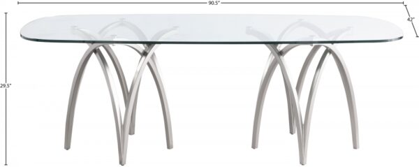 Madelyn 90.5" Glass Top And Metal Base Dining Table