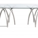 Madelyn 90.5" Glass Top And Metal Base Dining Table