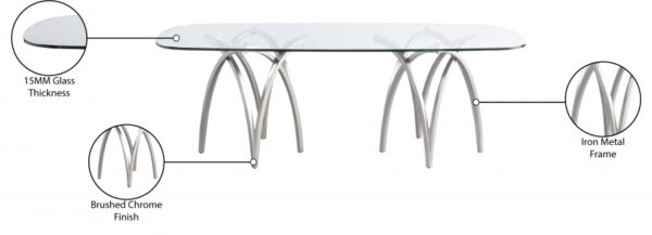 Madelyn 90.5" Glass Top And Metal Base Dining Table