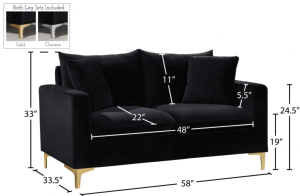 Naomi 58" Velvet Upholstered Loveseat