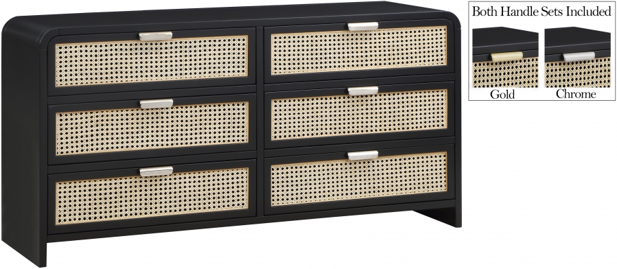 Sage Solid Wood And Natural Cane Wood Dresser