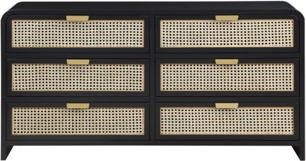 Sage Solid Wood And Natural Cane Wood Dresser