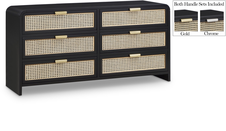 Sage Solid Wood And Natural Cane Wood Dresser