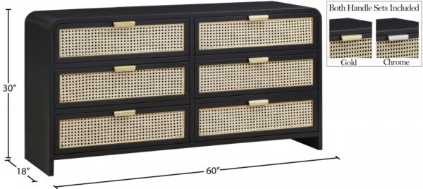Sage Solid Wood And Natural Cane Wood Dresser