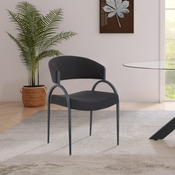 Privet Linen Textured Fabric Upholstered Dining Chair