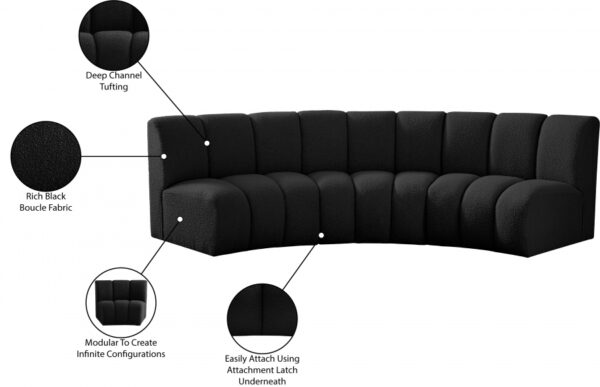 Infinity 119" Boucle Fabric Upholstered 3pc. Modular Sectional