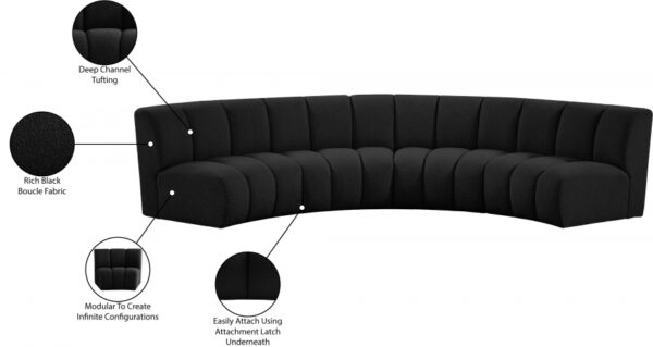 Infinity 148" Boucle Fabric Upholstered 4pc. Modular Sectional