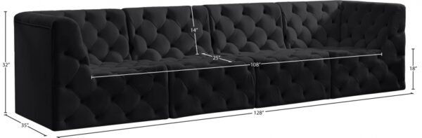 Tuft 128" Velvet Upholstered 4pc. Modular Sofa