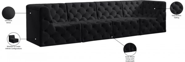 Tuft 128" Velvet Upholstered 4pc. Modular Sofa