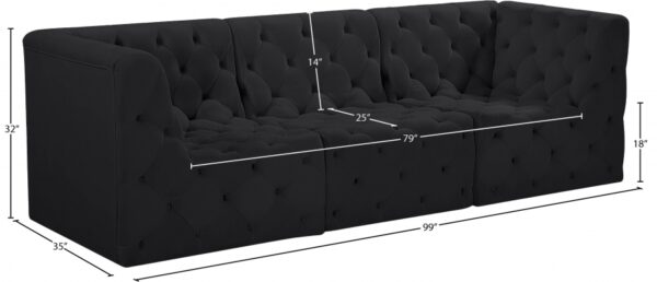 Tuft 99" Velvet Upholstered 3pc. Modular Sofa