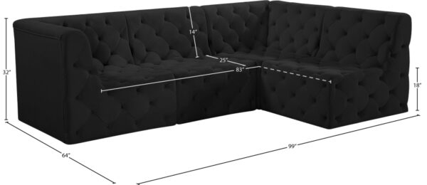 Tuft 99" Velvet Upholstered 4pc. Modular Sectional