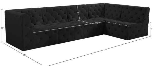 Tuft 128" Velvet Upholstered 5pc. Modular Sectional