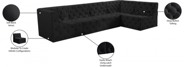 Tuft 128" Velvet Upholstered 5pc. Modular Sectional