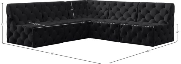 Tuft 93" Velvet Upholstered 5pc. Modular Sectional