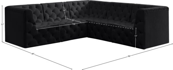 Tuft 99" Velvet Upholstered 5pc. Modular Sectional