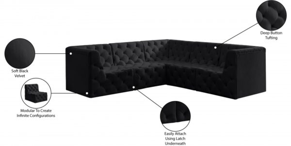 Tuft 99" Velvet Upholstered 5pc. Modular Sectional