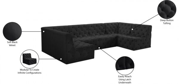 Tuft 128" Velvet Upholstered 6pc. Modular Sectional